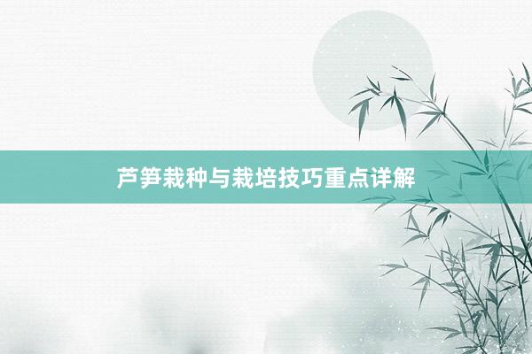 芦笋栽种与栽培技巧重点详解